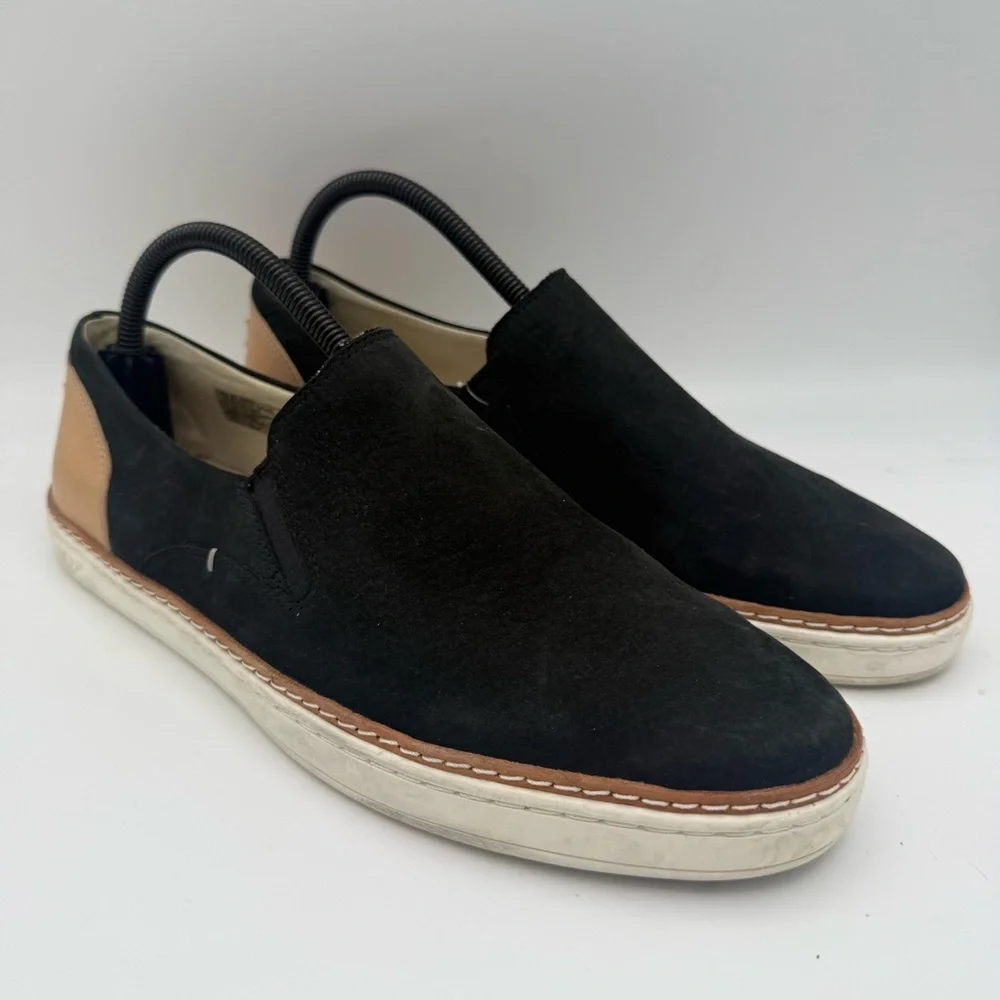 Women’s UGG Black Tan Suede Leather Adley Slip-On Loafer Casual Sneakers Size 10